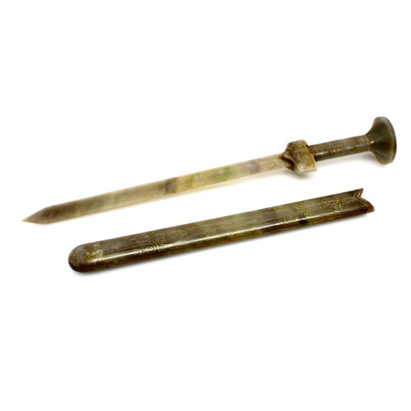 ⚔️  Jade Sword With Jade Scabbard Green 23.5” Good Condition ⚔️ - Picture 8 of 15